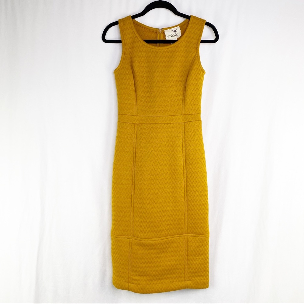 Tabitha Quilted Mustard Yellow Sheath Dress